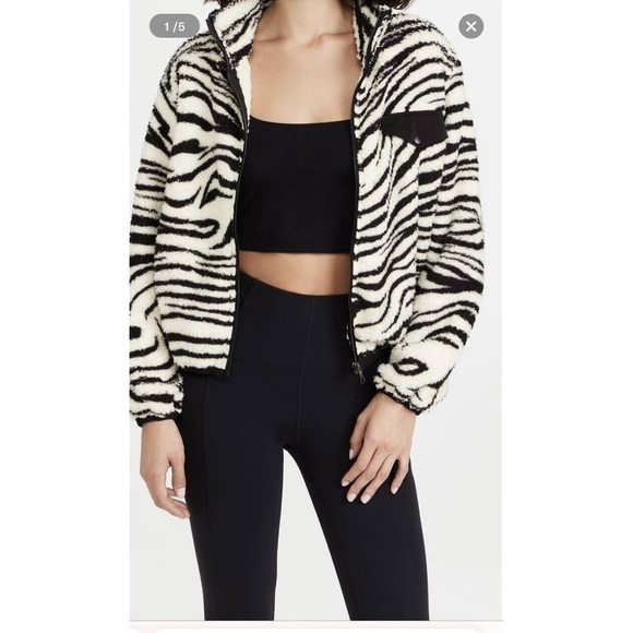 REVOLVE x Plush Stay Warm & Cozy Zebra Sherpa Teddy Jacket Size Small. - Picture 15 of 16